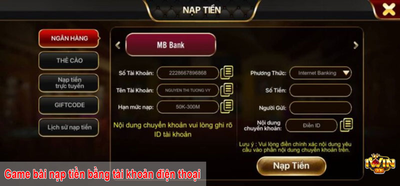 Game bài nạp tiền bằng tài khoản điện thoại